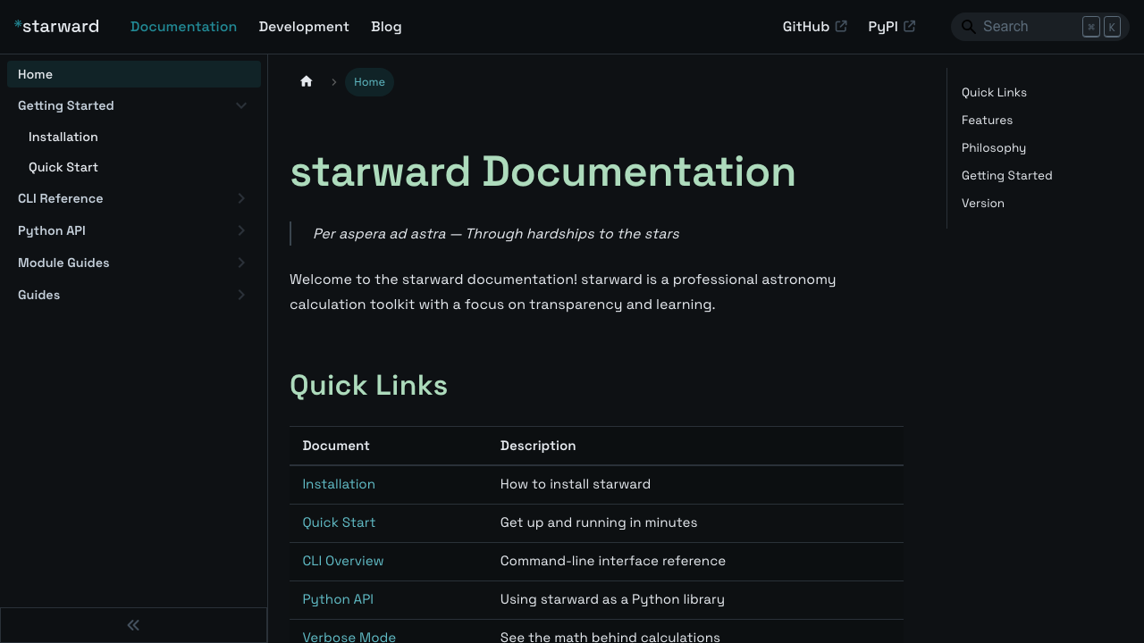 Starward documentation site